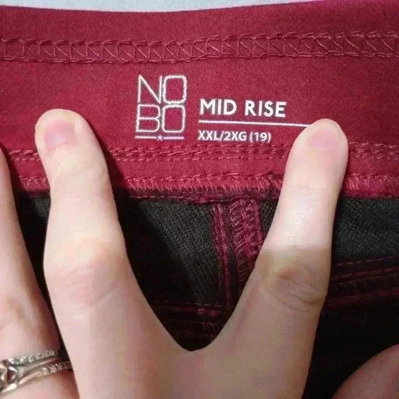 Nobo Mid Rise Women's Red/Maroon Pants Sz XXL Stretchy Drawstring Skinny Crop - Picture 5 of 8